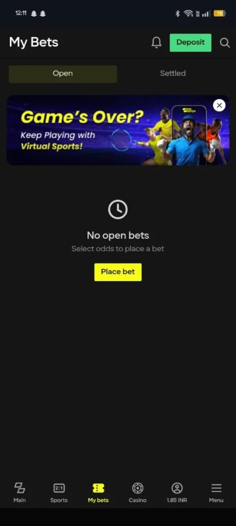 Parimatch's Bets Section