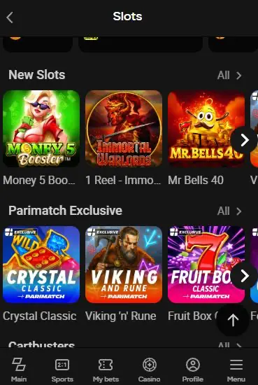 Online slots Parimatch app