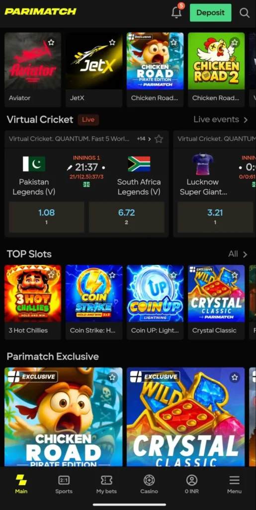 Parimatch mobile app