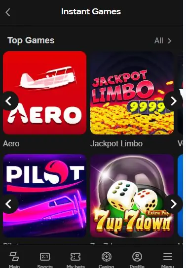Online Instant games Parimatch app