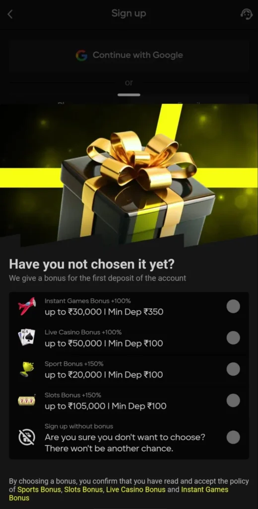 Parimatch welcome bonus