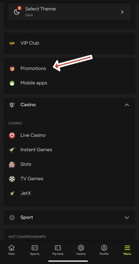 Parimatch live games bonus