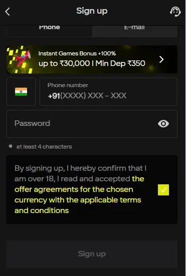 Parimatch account registration