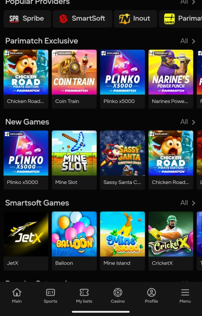 Instant Games App Parimatch