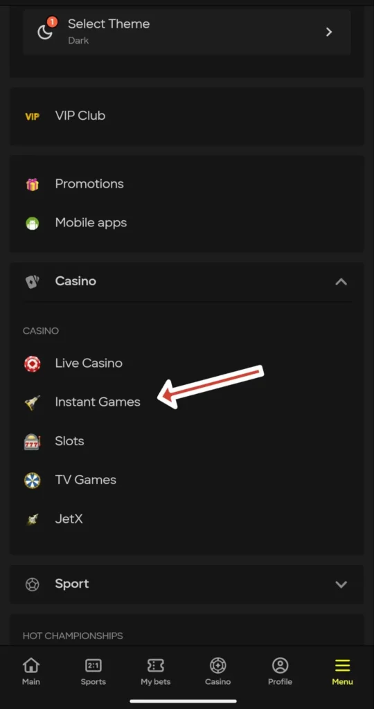 Play instant games on Parimatch