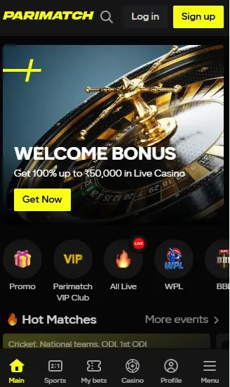 Parimatch account creation