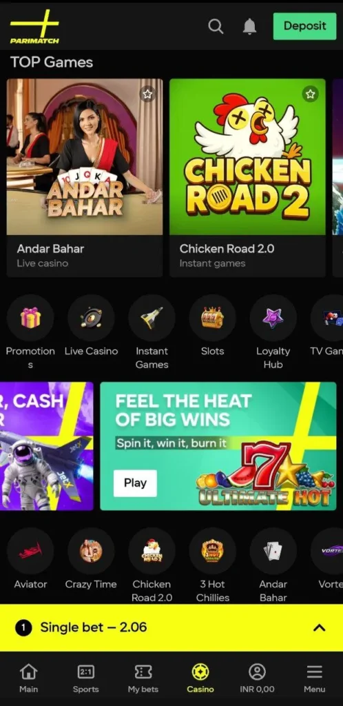 Play Top Instant games on Parimatch