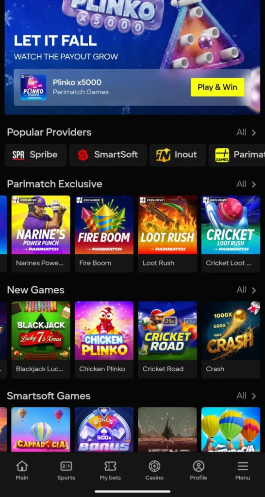 Instant Games App Parimatch
