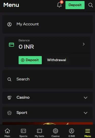 Parimatch casino mobile app deposit