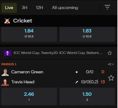 live cricket betting on Parimatch