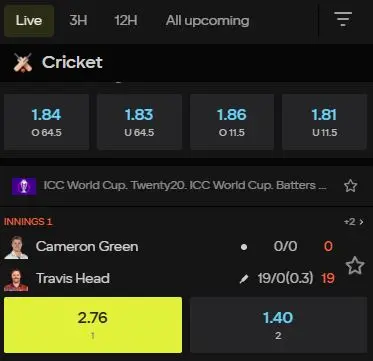 live cricket betting on Parimatch