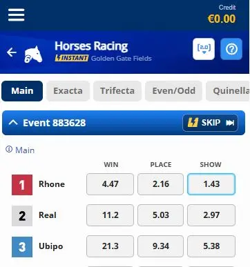 virtual horse racing betting on Parimatch