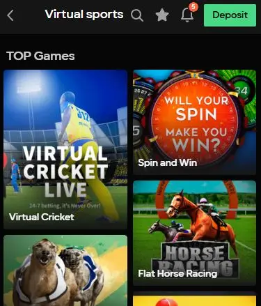 virtual games betting on Parimatch