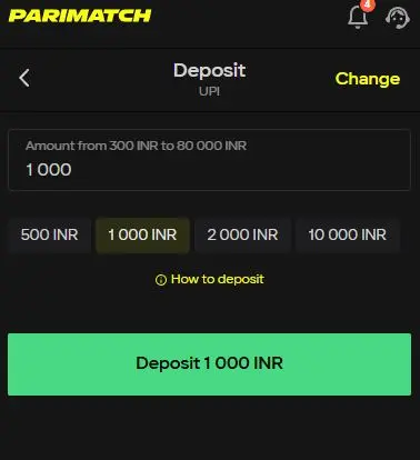 Parimatch mobile app deposit
