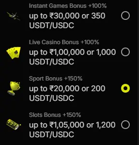 Parimatch welcome bonuses